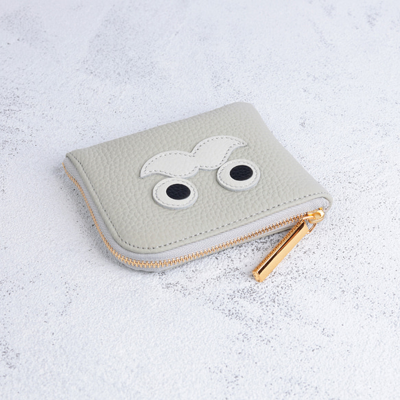 【アイスグレー/おひげ】高級感のある薄くて軽い/思わず誰かに見せたくなるおひげL字ミニ財布/コンパクト財布 3枚目の画像