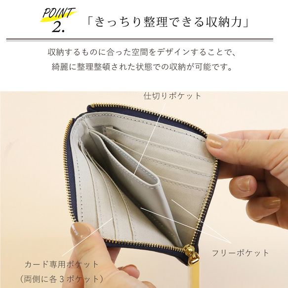 【レモン/おひげ】高級感のある薄くて軽い/思わず誰かに見せたくなるおひげL字ミニ財布/コンパクト財布 9枚目の画像
