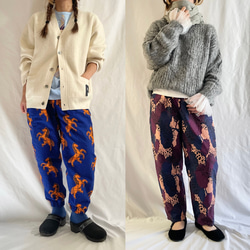 柿渋染め サルエルパンツ 綿100％ レトロ手ぬぐいリメイク