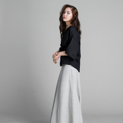 V領五分袖上衣 - 黑 第5張的照片