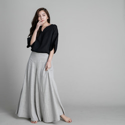 V領五分袖上衣 - 黑 第4張的照片