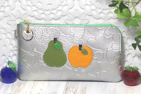 L字ファスナー長財布・りんご・洋ナシ・ハートシルバー・ミニマル長財布・運気アップりんご・貯まる梨・財産運上昇