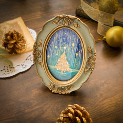 鉱石標本 -エメラルド /原画 アンティーク インテリアアート 日本画 絵