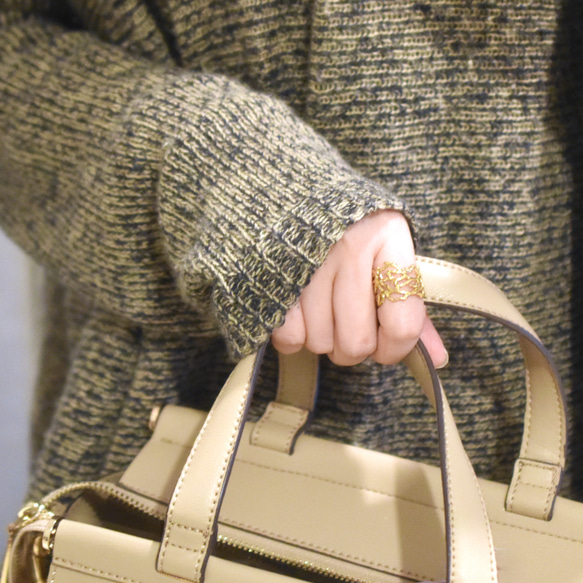 秋の新作【金属アレルギー対応・フリーサイズ】クラウン小枝　サージカルカルステンレスリング(指輪・イヤーカフ） 17枚目の画像