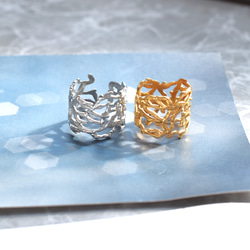 秋の新作【金属アレルギー対応・フリーサイズ】クラウン小枝　サージカルカルステンレスリング(指輪・イヤーカフ） 11枚目の画像