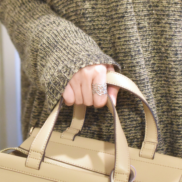 秋の新作【金属アレルギー対応・フリーサイズ】クラウン小枝　サージカルカルステンレスリング(指輪・イヤーカフ） 16枚目の画像