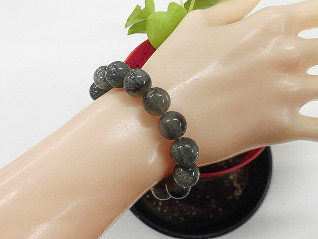 天然石 ブルールチルクォーツ11.4～12.0mm玉ブレスレット 内周16.0cm 　　250720583