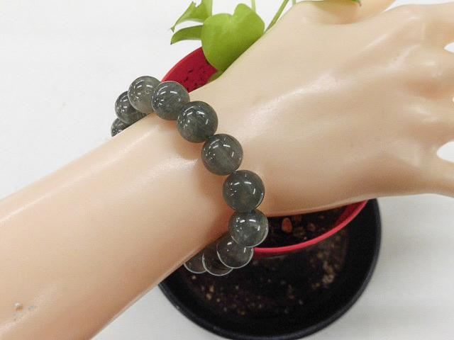 天然石 ブルールチルクォーツ11.8～12.3mm玉ブレスレット 内周16.3cm 　　250720584