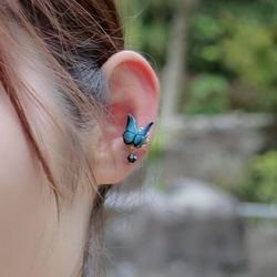 蝶々イヤーカフ(クリップ式イヤリング)♪】オオルリアゲハ(新色