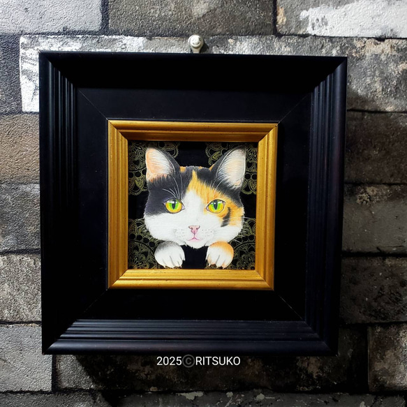 【猫まみれBIG】 原画　一点物　インテリア　猫　アート 原画 1点もの ボールペン画 日本人作家 絵画 絵 アート 額入り 額装