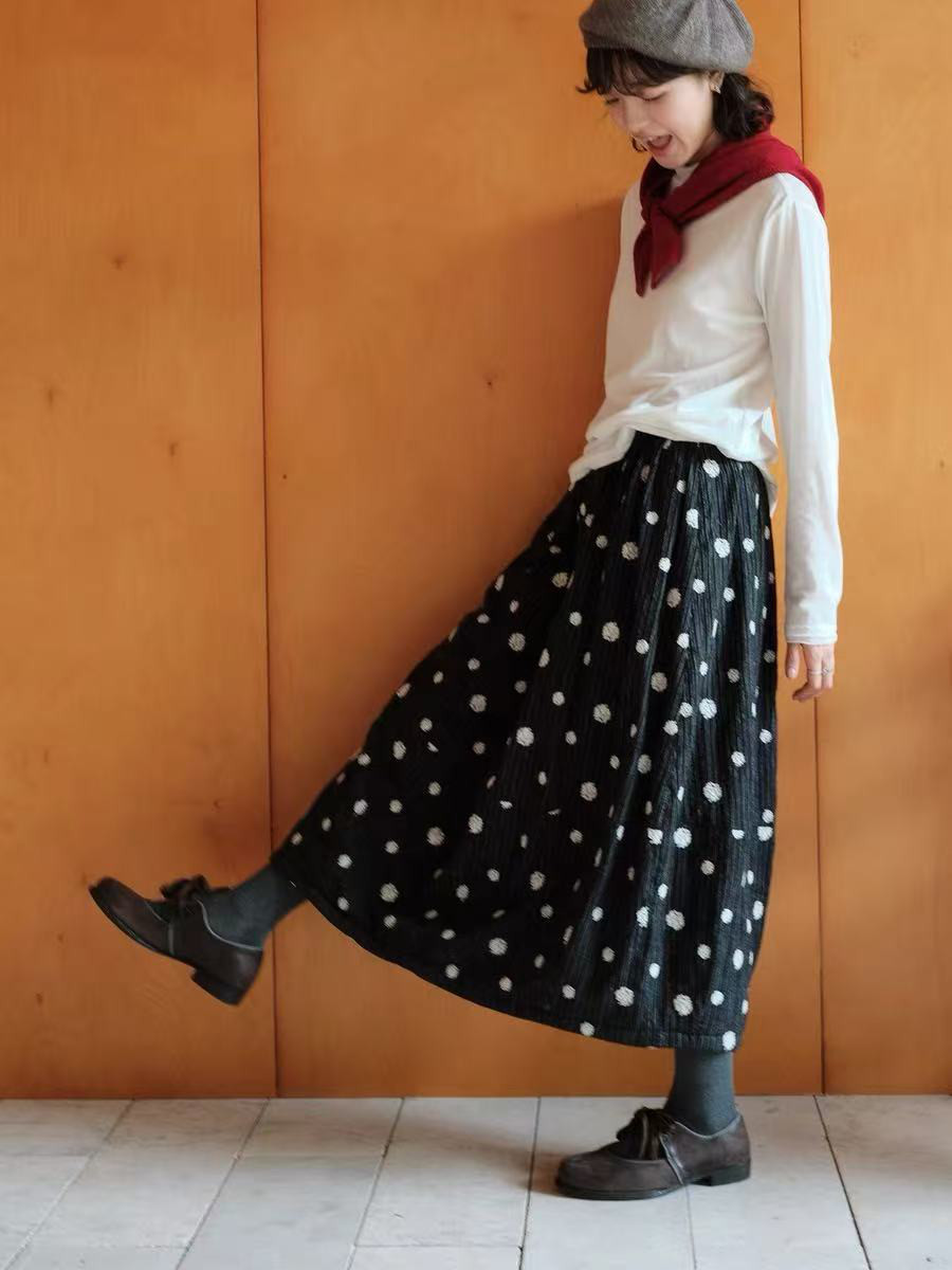 Aラインスカート　ロングスカート　コットンリネン