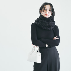 珍しい！ウィリアムモリスフロッキー加工の「いちご泥棒」メルトン フリース リバーシブル スヌード:グレーブラック 15枚目の画像