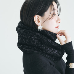 珍しい！ウィリアムモリスフロッキー加工の「いちご泥棒」メルトン フリース リバーシブル スヌード:グレーブラック 7枚目の画像