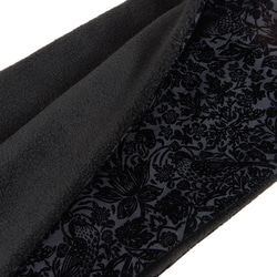 珍しい！ウィリアムモリスフロッキー加工の「いちご泥棒」メルトン フリース リバーシブル スヌード:グレーブラック 20枚目の画像