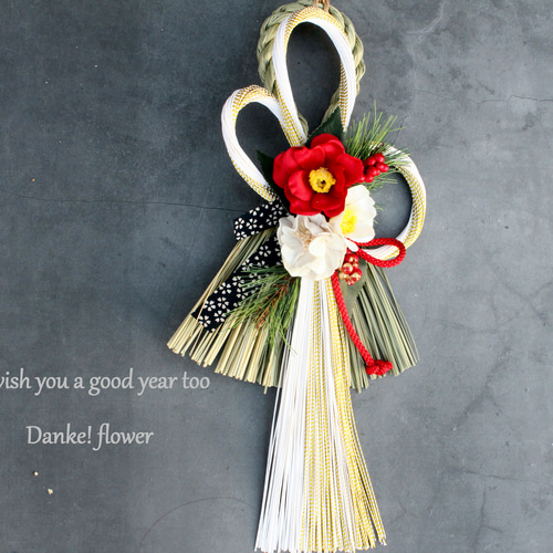 お正月2026】☆新作☆ 紅白椿水引本しめ縄お正月しめ縄飾り しめ縄