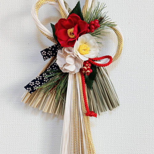 お正月2026】☆新作☆ 紅白椿水引本しめ縄お正月しめ縄飾り しめ縄