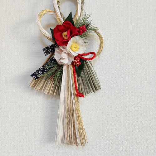 お正月2026】☆新作☆ 紅白椿水引本しめ縄お正月しめ縄飾り しめ縄