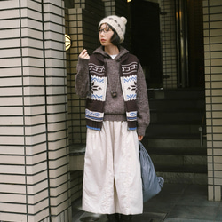 2色 レイヤードに着回し抜群！ウール100%北欧風編みベスト ポケット付き【秋冬春】ネイビー系・ブラウン系 8枚目の画像