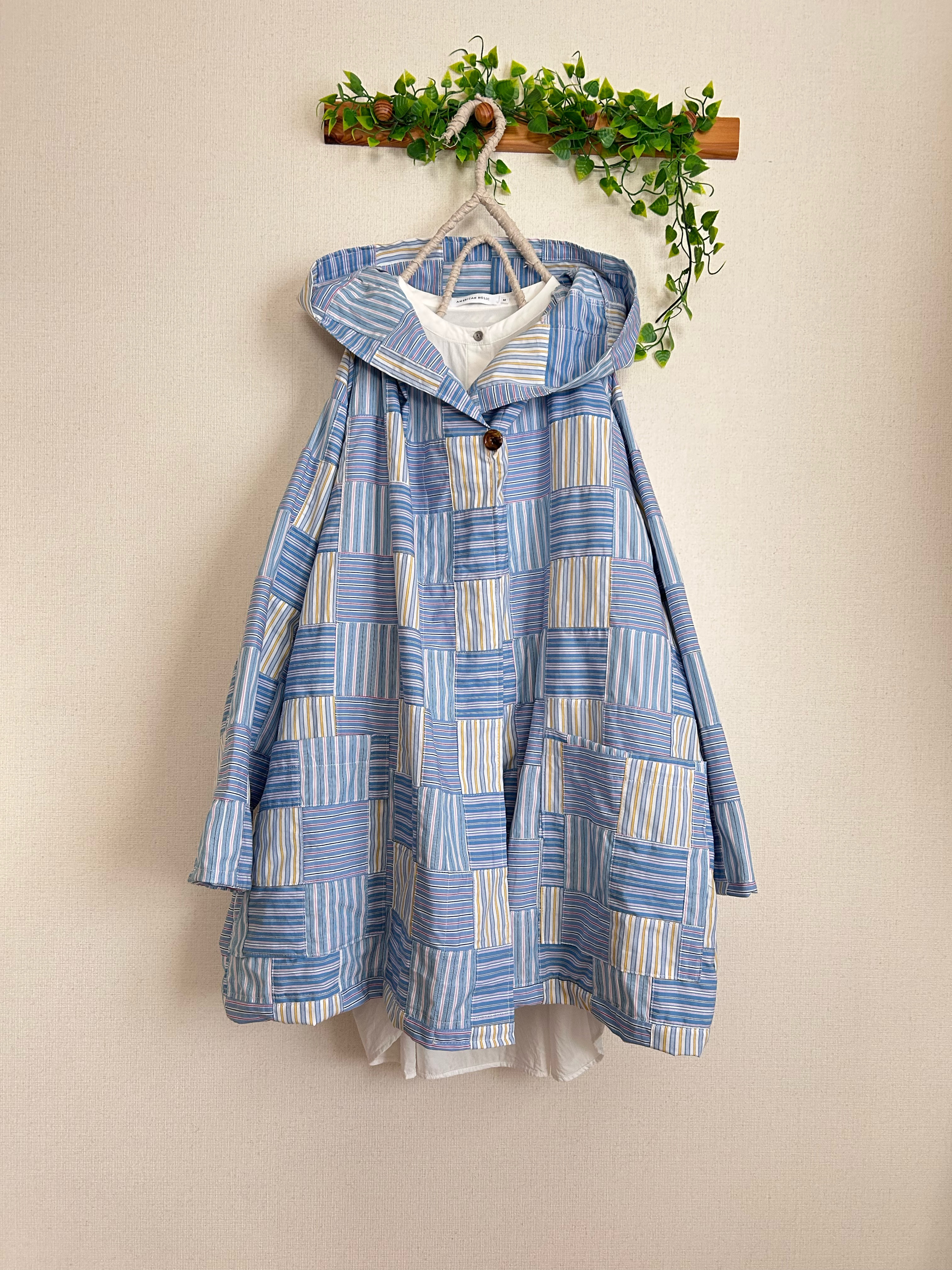 可愛いインド綿パッチワークフード付ジャケット