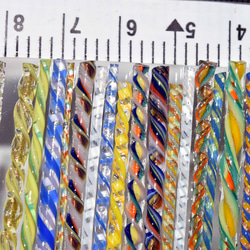 モレッティの細密ガラスレース棒、ツイスト棒、ガラス棒、13141-500 トンボ玉、万華鏡、、アクセサリーや小もの作り 2枚目の画像