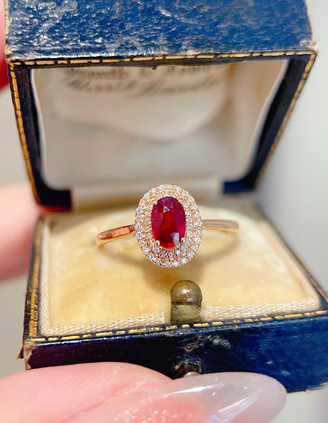 天然ダイヤモンド付きルビーリングk18　0703