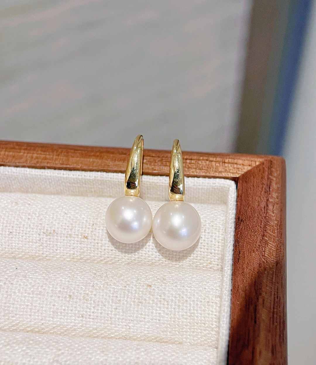 【高級】淡水真珠　フックピアスk18　2203