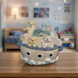 陶器の貯金箱 ノアの箱舟 動物 子供部屋 海外インテリア セラミック