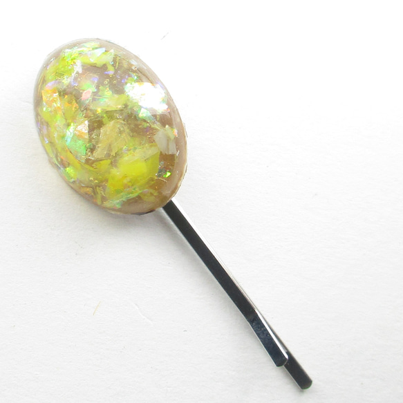 ほろにがクォーツも日本茶で煎じれば、渋さに変わる♪<1点ものヘアピン>HP262 3枚目の画像