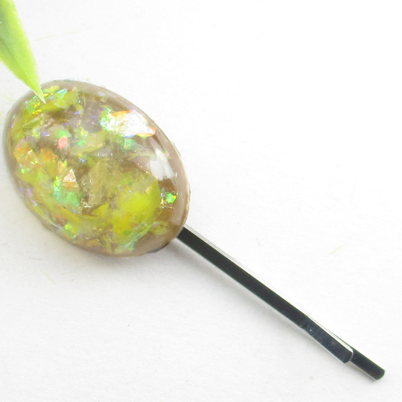 ほろにがクォーツも日本茶で煎じれば、渋さに変わる♪<1点ものヘアピン>HP262 1枚目の画像