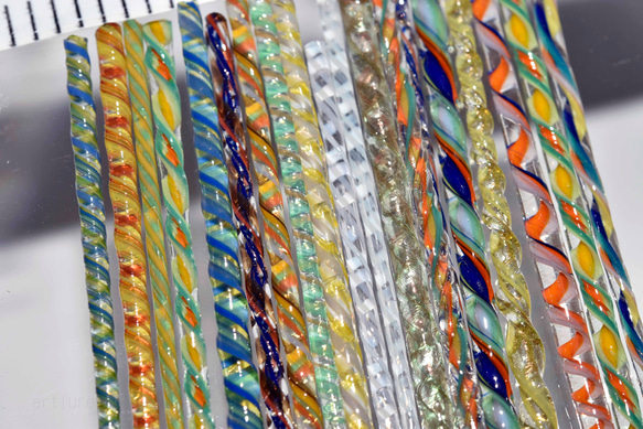 モレッティの細密ガラスレース棒、ツイスト棒、ガラス棒、13161-500 トンボ玉、万華鏡、、アクセサリ 7枚目の画像