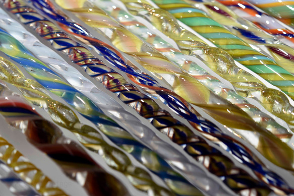 モレッティの細密ガラスレース棒、ツイスト棒、ガラス棒、13164-500 トンボ玉、万華鏡、、アクセサリ 3枚目の画像