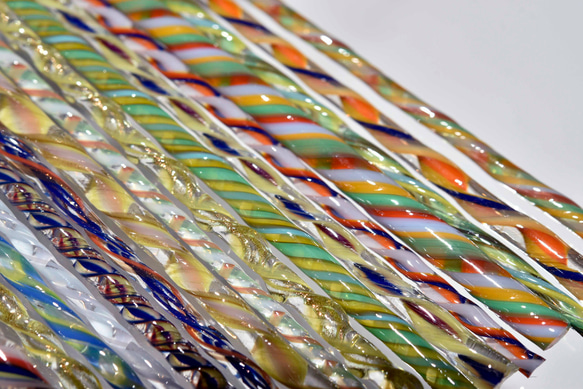 モレッティの細密ガラスレース棒、ツイスト棒、ガラス棒、13164-500 トンボ玉、万華鏡、、アクセサリ 2枚目の画像