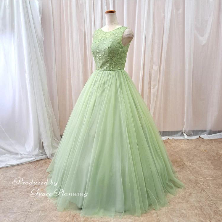新作 カラードレス 緑グリーン 演奏会ドレス 結婚式 二次会 ロングドレス 舞台衣装 背中ファスナー cd7006gr