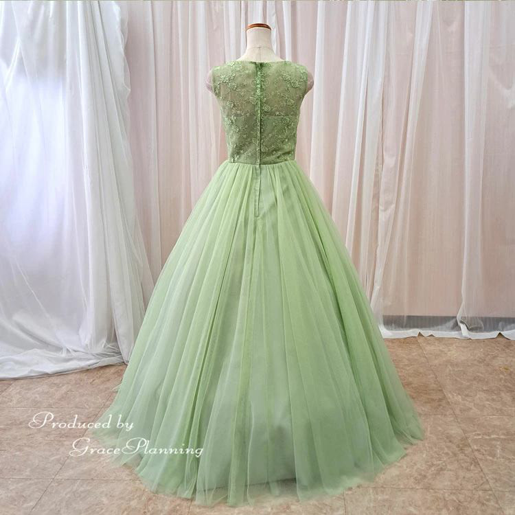 新作 カラードレス 緑グリーン 演奏会ドレス 結婚式 二次会 ロングドレス 舞台衣装 背中ファスナー cd7006gr