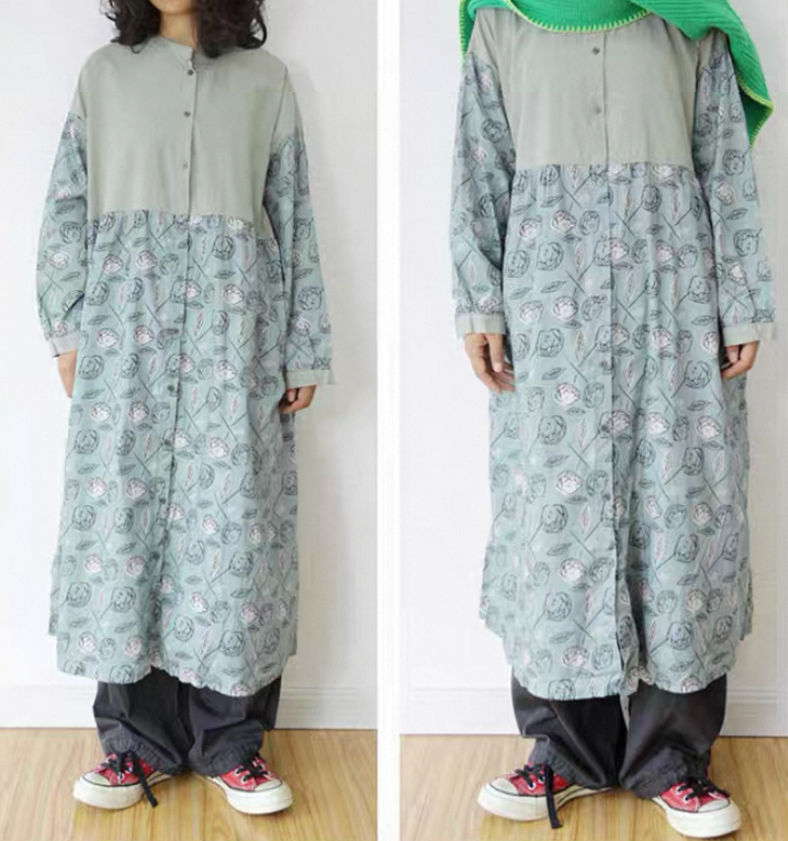 コットン100% 長袖 春秋 ワンピース レディース 日常