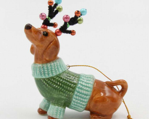 陶器のオーナメント ダックス ミニチュアダックス クリスマス 海外