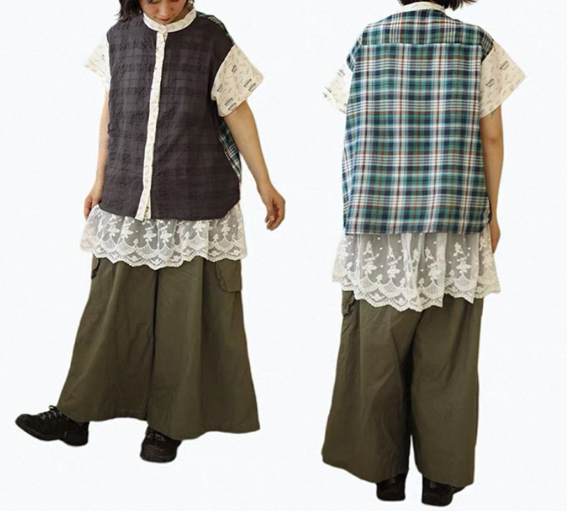 半袖 夏服 トップス レディース ブラウス 日常 コットン100%