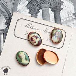 カボション・ヴィンテージ肖像画 13ｘ18mm 毛皮の帽子【1個】CB25-1 5枚目の画像