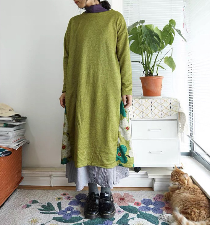 長袖 春秋 ワンピース レディース 日常