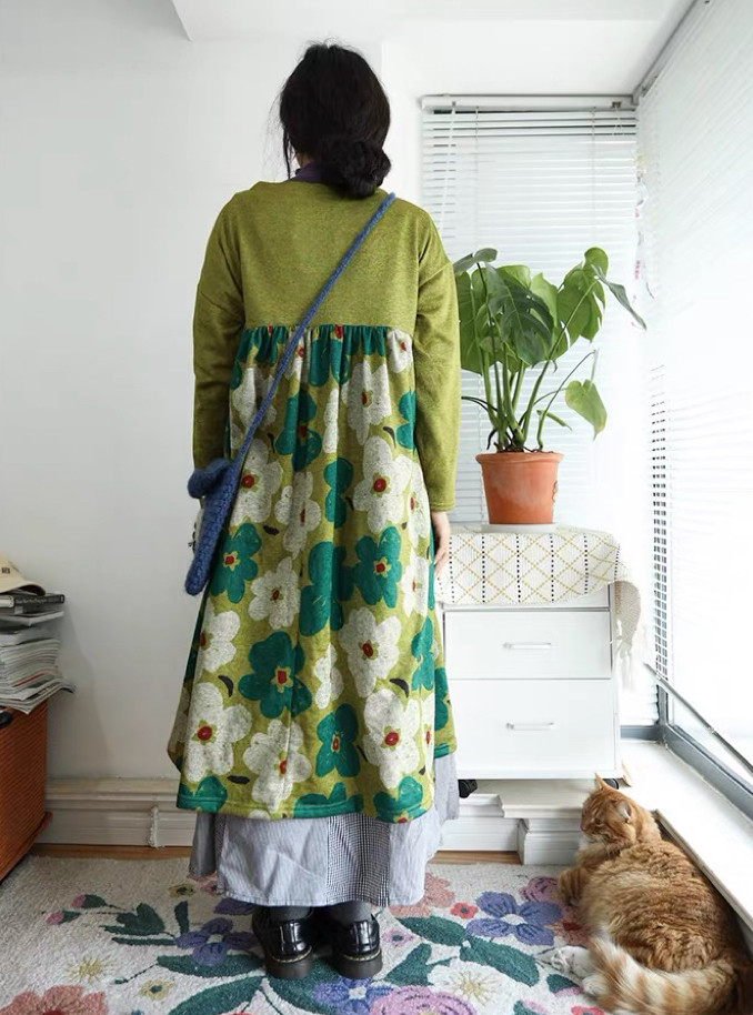 長袖 春秋 ワンピース レディース 日常