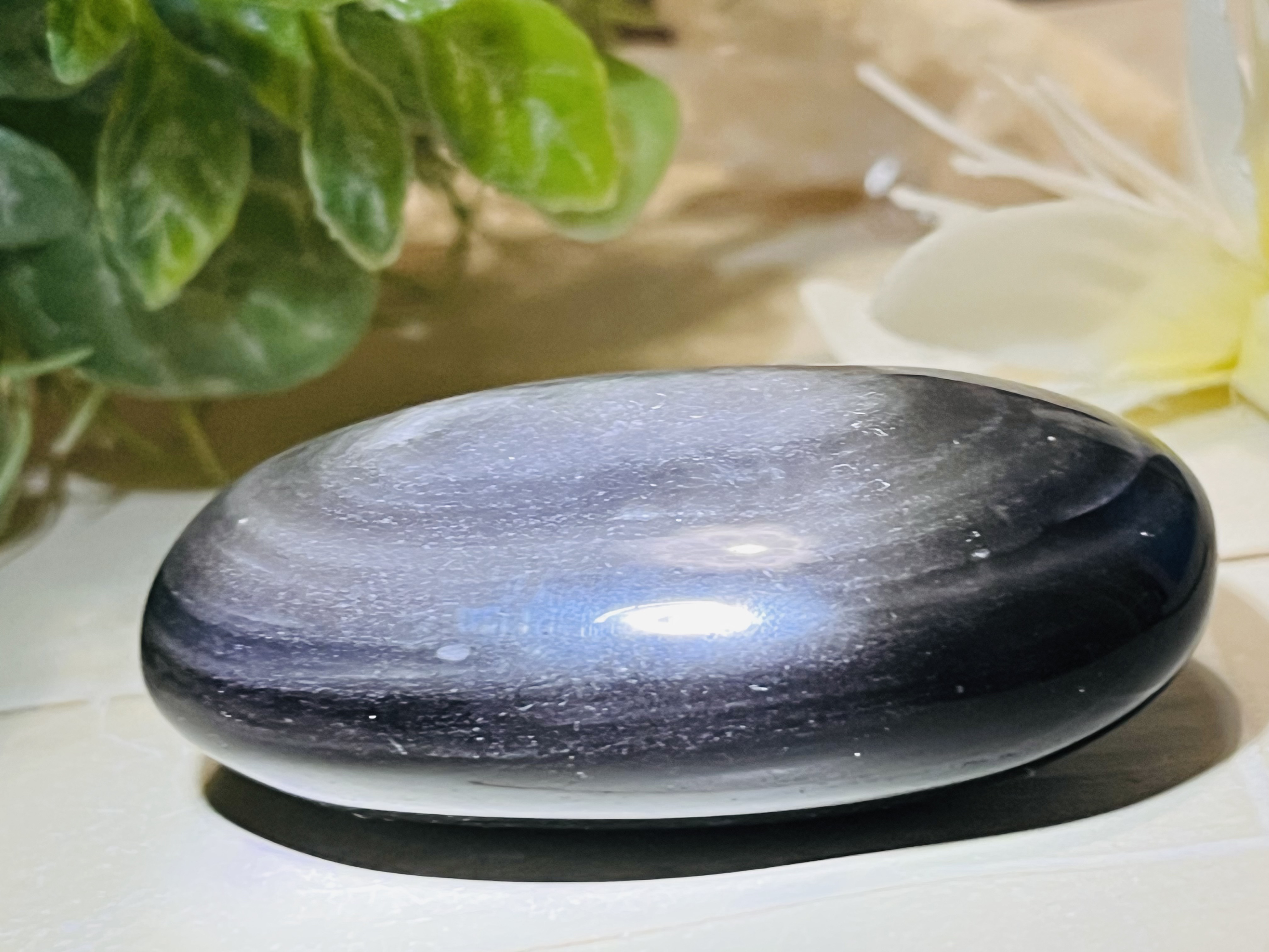 守護石°⌖꙳シルバーオブジディアン　黒曜石　タンブル　握り石