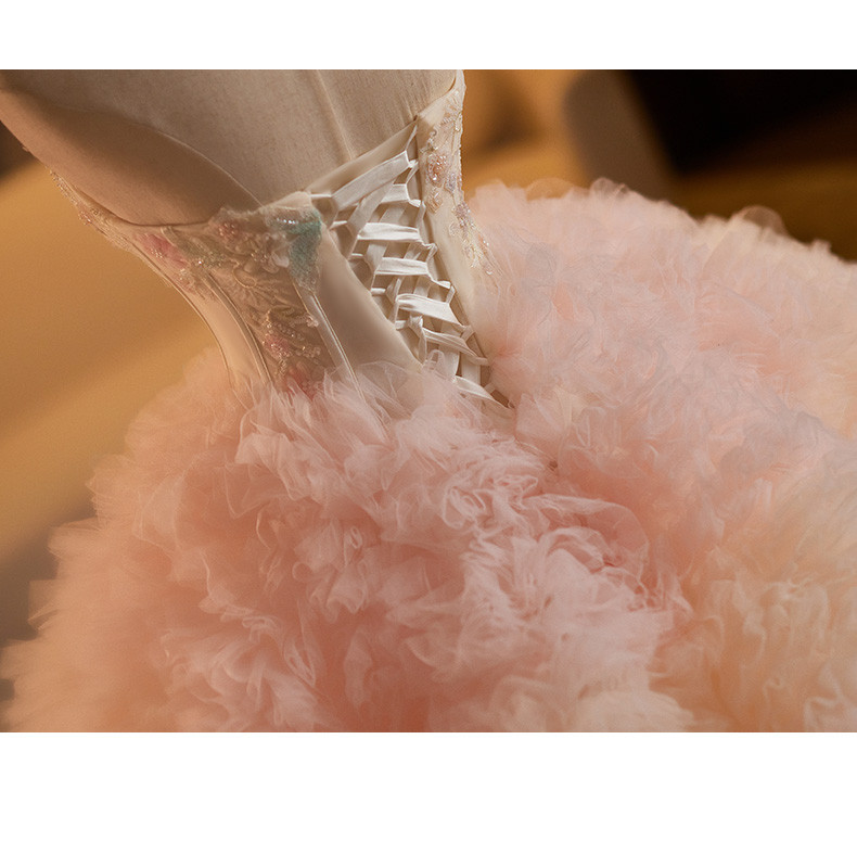 豪華 ピンク ふわふわ ウェディングドレス 綺麗 プリンセス 結婚式 演奏会 二次会 前撮り 披露宴 09024