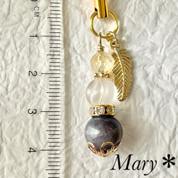 1905　シトリン×ミルキークォーツ×アイオライトサンストーン　羽　天然石　お守り　ストラップ　チャーム 2枚目の画像