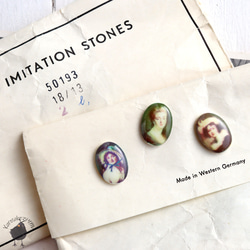 カボション・ヴィンテージ肖像画 13ｘ18mm 青いリボン【1個】CB25-2 5枚目の画像