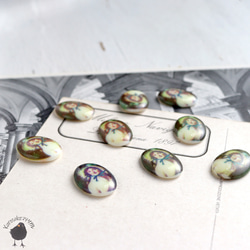 カボション・ヴィンテージ肖像画 13ｘ18mm 青いリボン【1個】CB25-2 2枚目の画像