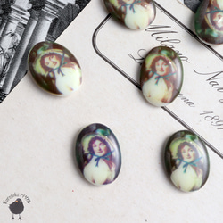 カボション・ヴィンテージ肖像画 13ｘ18mm 青いリボン【1個】CB25-2 3枚目の画像