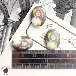 カボション・ヴィンテージ肖像画 13ｘ18mm 青いリボン【1個】CB25-2 4枚目の画像