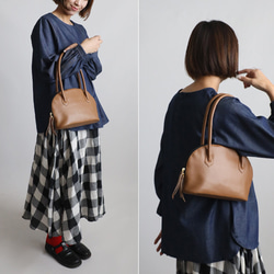 ＊新作　上質シュリンク　PUレザー　トート　ハンド　バッグ　鞄　肩掛け　キャメル　茶　P94C 5枚目の画像