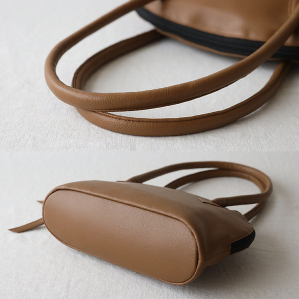 ＊新作　上質シュリンク　PUレザー　トート　ハンド　バッグ　鞄　肩掛け　キャメル　茶　P94C 10枚目の画像