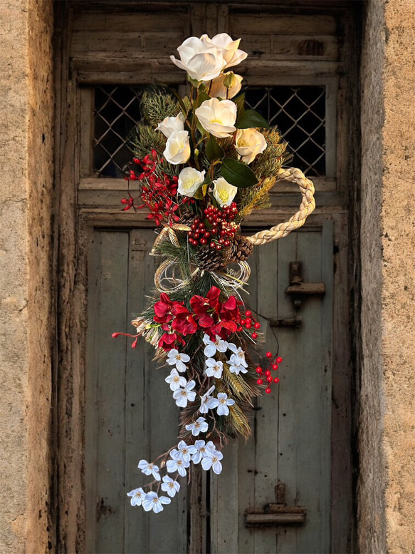 光触媒　人工観葉植物　ウォールグリーン　フェイクグリーン　正月　特大しめ縄80 3枚目の画像